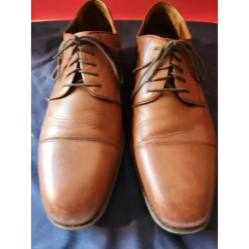 Johnston & Murphy Waterproof Brown Oxford Toe Cap Dress Shoes Size 12m